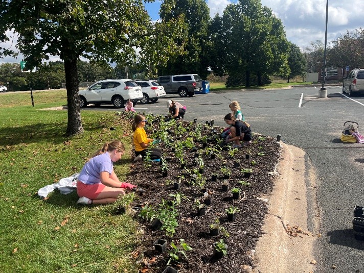Photo: Volunteers planting at the Johnsville Library in Blaine