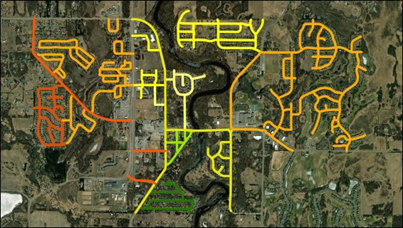 Photo: A street sweeping prioritization map for the City of St. Francis.